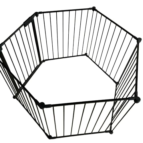 Aeroorペットフェンス 室内、ストーブガード、 置くだけ 、折りたたみ、自由にアレンジできます、スチールとABS素材、お子様、ペット、階段、バルコニー、暖炉エリアなどがある家族に適しています (長さ375cm x 幅65cm x 高さ75cm(6ピース