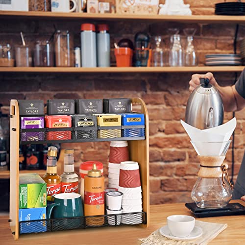 Ithskuill Tea Bag Organizer, Large Capacity Tea Organizer For Tea Bags, Bamboo Multi-Functional Storage Coffee Bar Accessories For Home Office Kitchen Counter Cabinet Pantry Organizer #TOP4