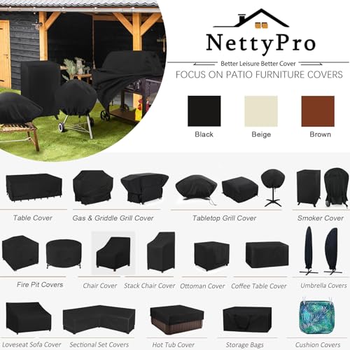 NettyPro Patio Table Cover Square 80 x 80 Inch, Waterproof Outdoor Furniture Dining Set Covers for Table and Chair, Black by NettyPro - Image 7