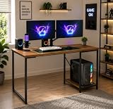 Escrivaninha Gamer Industrial Freijó Com Suporte Para CPU