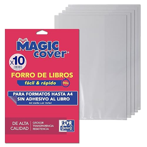 Oxford, Forro de Libros Ajustable A4, PP Transparente 75 micras, Pack 10 unidades