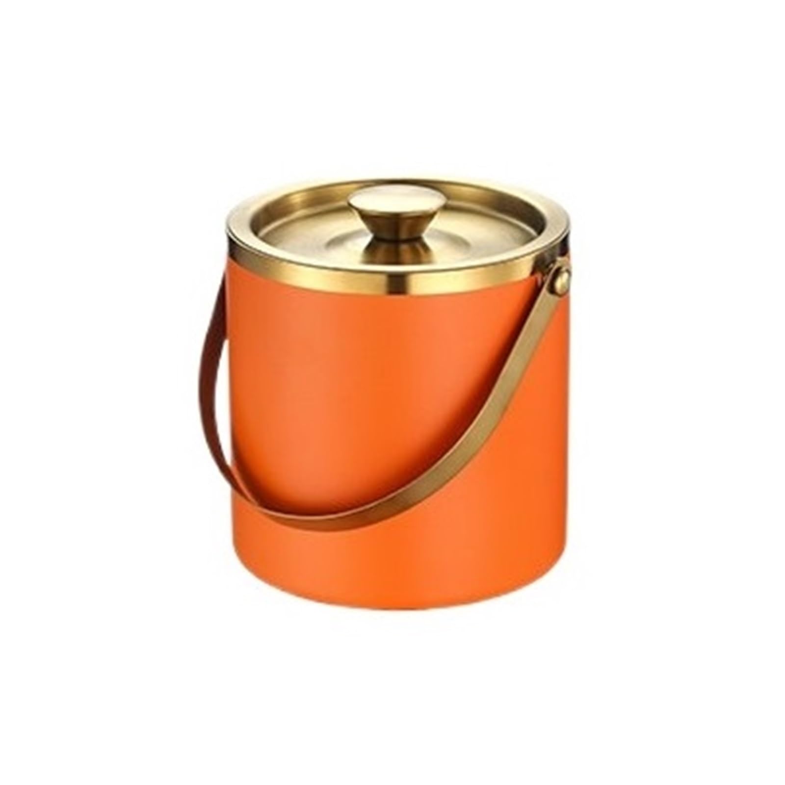 zhangrui1888 Ice Bucket Stainless Steel Double Walled Ice Bucket Suitable for Indoor Ice & Beverage Bucket(Orange,Small)