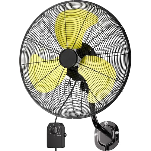 Uthfy 20" Wall Mount Fan,7200CFM High Velocity Wall Fan with 3-Speed,Outdoor Heavy Duty Industrial Oscillating Fan,Ideal for Patio,Garage,Shop,Warehouse,Factory,Greenhouse,Commercial,Porch,Indoor