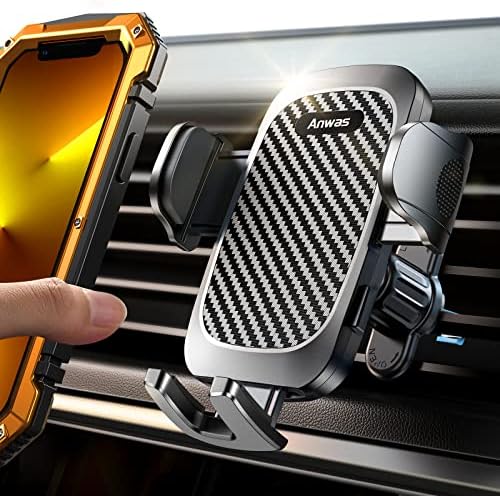 Anwas Car Phone Holder Mount, Universal Air Vent Phone Holder, [Anti-Slip & Thick Cases Friendly] Easy Clamp Cell Phone Car Mount Compatible with 4.0”-7.0” Smartphone