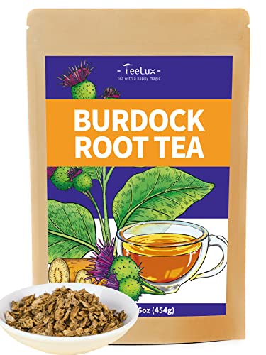 Image of TeeLux Burdock Root Tea Loose Leaf, Cut & Sifted, Caffeine Free, 16oz | Smooth & Mild Flavor, No Additives, Natural Herbal Tea for Hot or Iced