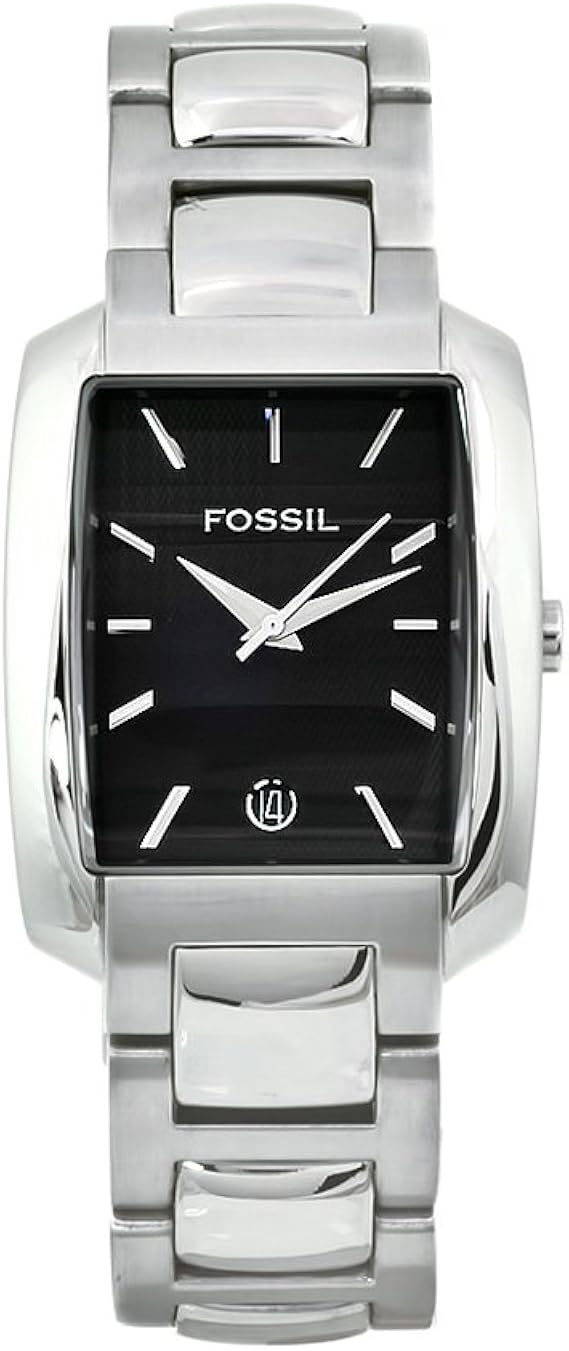 Fossil Men's FS4009 Silver Stainless-Steel Analog Quartz Watch with Black  Dial : Amazon.co.uk: Watches
