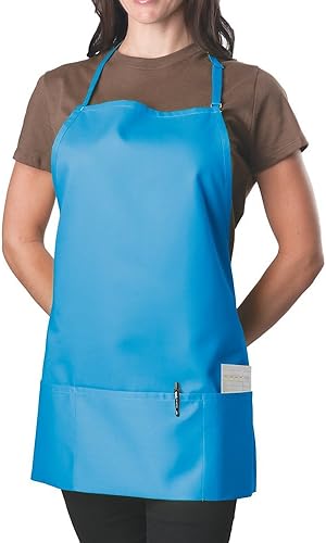 Delantal con parte superior ajustable, 3 bolsillos, Verde azulado
