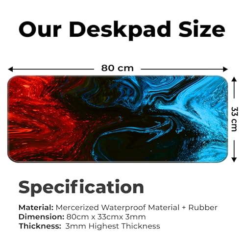 Image of Liquid Fusion [Red] Extended Gaming Mouse Pad - Large 80x33CM for PC, Laptop, Keyboard & Accessories - Dynamic Motion for Office & Desktop Use - Perfect Computer Gaming Mat & Desk Mat