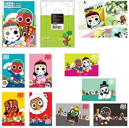 Korean Mask Dance Talchum Postcards 8 sheets Printing Paper 4x6 Postcard Postage