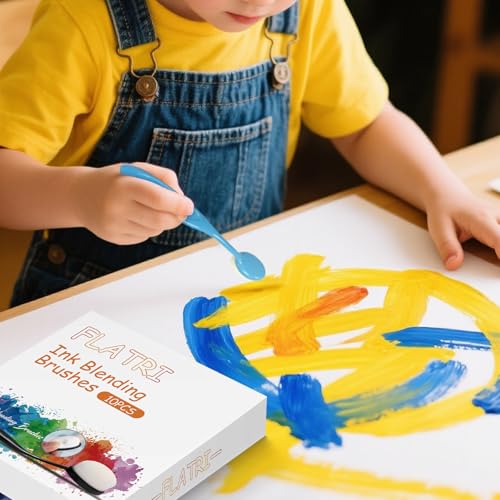 image for FLATRI 10PCS Ink Blending Brushes for Card Making, Synthetic Fiber Ste