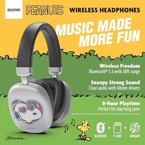 Image of SOAR Peanuts Active Noise Cancelling Wireless Headphones Silver- Groovy