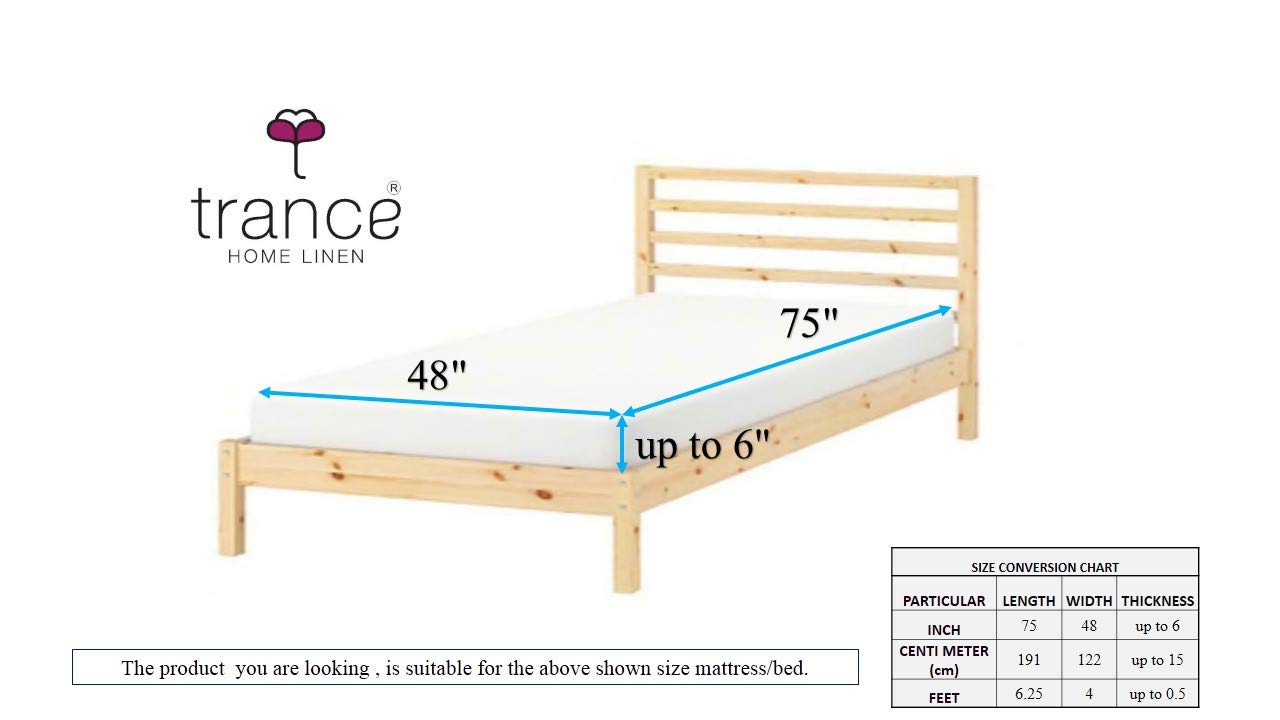 Trance Home Linen All Six Side 100% Waterproof Cotton Terry Zippered Chain Mattress Protector | 360° Bed Bug Protection - Dust Mite Proof - Waterproof Bed Protector (75x48x6 inch, Maroon)