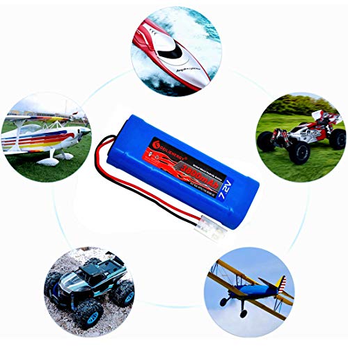 Oxwinou 7.2V 3800Mah High Capacity 6-Cell Nimh Flat Battery Pack, Replacement Hobby Battery For Rc Car, Rc Truck, Rc Boat With Standard Tamiya Connector (1Pack) + 8.6V Output Adapter(1Pack) #TOP4