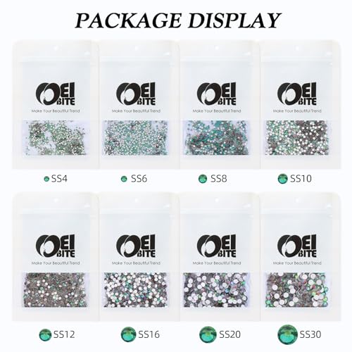 Image of Green Volcano Flatback Rhinestones, Glass Rhinestones for Nail Art and Craft, Glue Fix, Loose Crystal Gemstones(Green Volcano, SS6, 1440pcs, 1.9-2.0mm)