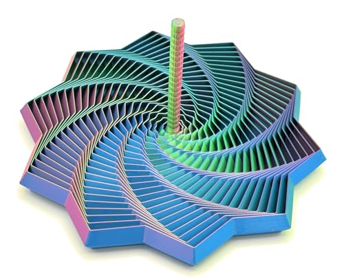 Image of Expanded Sensory Fidget Star with Handle - Visually Captivating and Satisfyingly Noisy! (Blue - Green - Purple, Large)