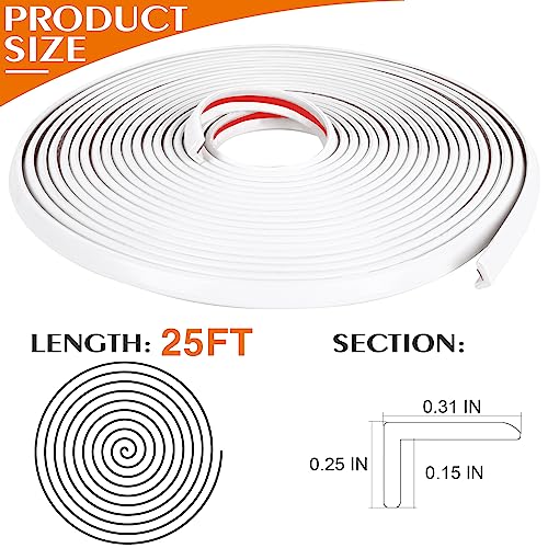Image of Kikerike Peel and Stick Tile Edge Trim 25Ft L-Shape Outside Corner Molding Vinyl Exterior Edging Moulding for Bathroom Backsplash End Shower Wall Edges Furniture Decoration - White 25Ft(White)