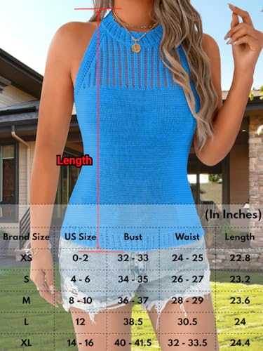 Image of ChiaoLezhee Women's Summer Knit Tank Tops, Racerback High Neck Lightweight Sweater Vest, Dressy Casual Outfits