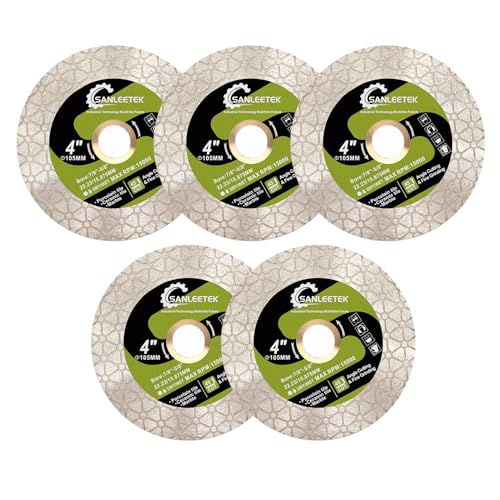 Disco de corte de diamante, 105 mm, 5 unidades, diseño triangular, disco de corte para azulejos de cerámica, porcelana, mármol, piedra artificial, cuarzo SANLEETEK