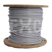 1/8 7x19 T304 Stainless Steel 3/16 Clear PVC Coated Wire Rope Cable 250 Ft Reel
