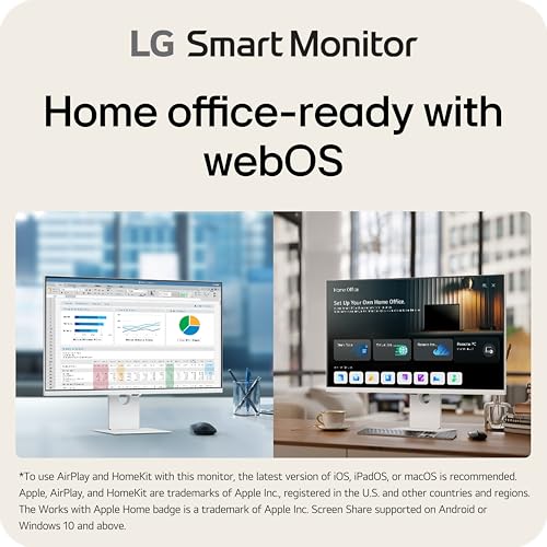 LG 37U730SA-W 37-inch Smart 4K UHD (3840 x 2160) IPS Computer Monitor, 60Hz, HDR10, webOS, Built-in Speaker, Airplay 2, Screen Share, HDMI, USB Type-C PD 65W, Tilt/Height/Swivel Stand, White - Image 4