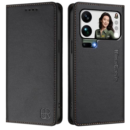 Coque Xiaomi 17 Pro portefeuille cuir noir avec porte-carte intégré