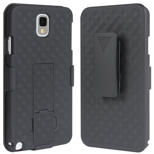 Fonus Black Shell Combo Case Belt Holster Clip With Kickstand for Samsung Galaxy Note 3 - Verizon Galaxy Note 3