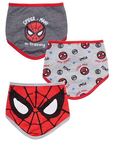 Image of Baby Unisex Superhero Bandana Bib 3-Pack - Baby Bibs (Dark Grey/Grey/Red, 0-12 Months)