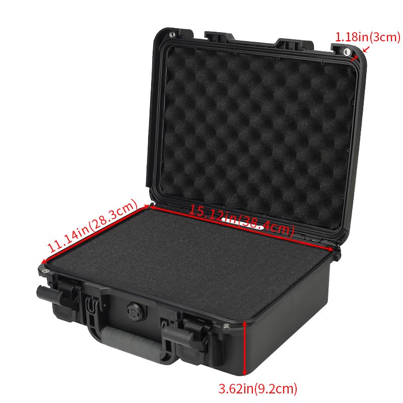 Funda rígida resistente de 16 x 13 x 6 pulgadas con inserto de espuma personalizable