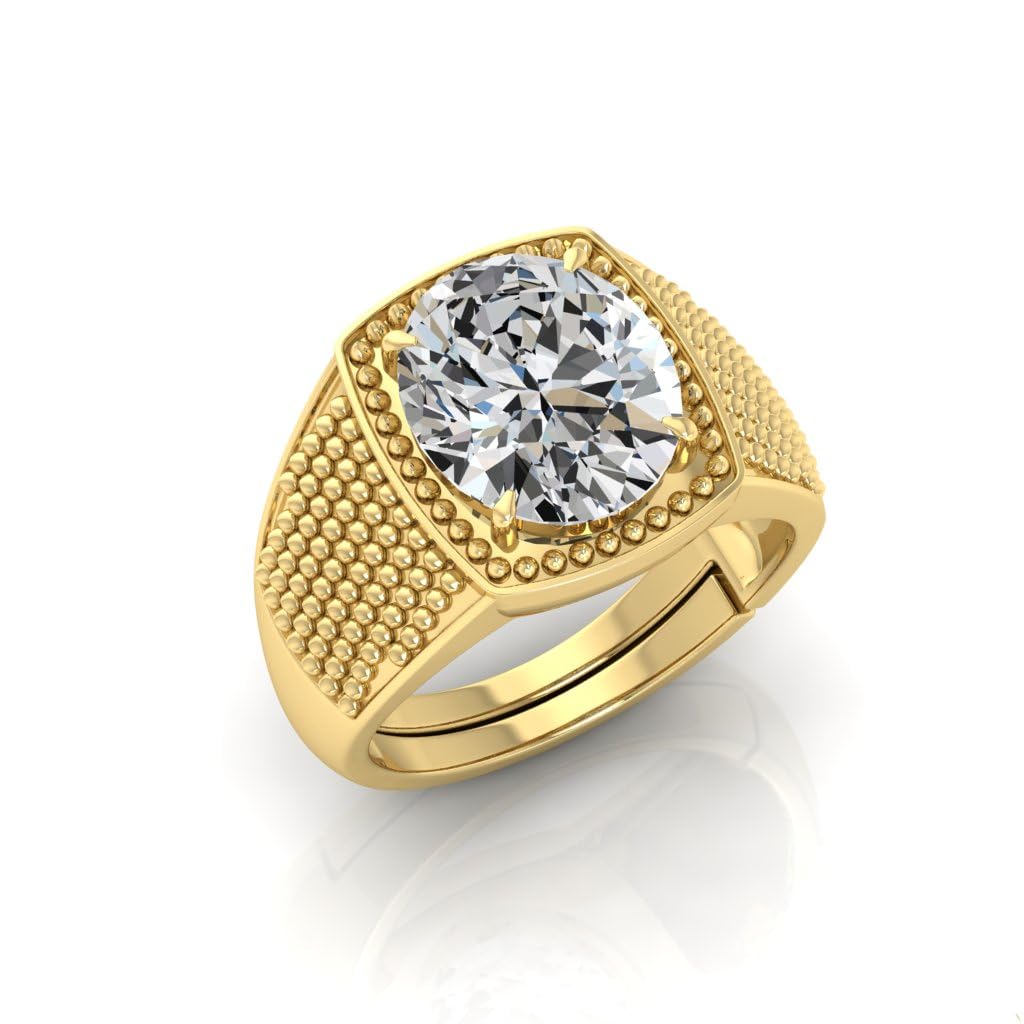 13.25 Ratti Zircon Stone Certified Gemstone Gold Plated | Adjustable Ring With Lab Certificate for Men and Women(To11)-image-42