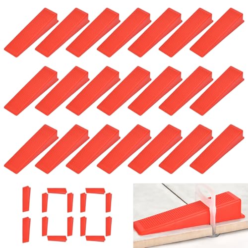100 Piezas Cuñas Niveladoras Suelo De Nivelación Rápida, 71 X 16 X 20Mm Refuerzo Cuñas Plastico, Reutilizables Cuñas, Cuñas Nivelador De Azulejos Para Piso,Ajuste De Pared,Cercas De Traqueteo (Rojo)