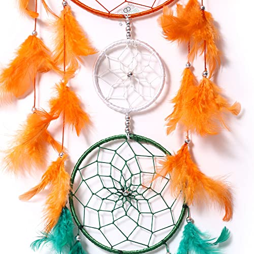 Image of Handmade Dream Catchers Wall Hangings for Home Decor Kids Room Bedroom Livingroom Balcony Feathers Dreamcatcher Wall Decorations Gift Items(Pack of 1, 18LX87Hcm, Tiranga)