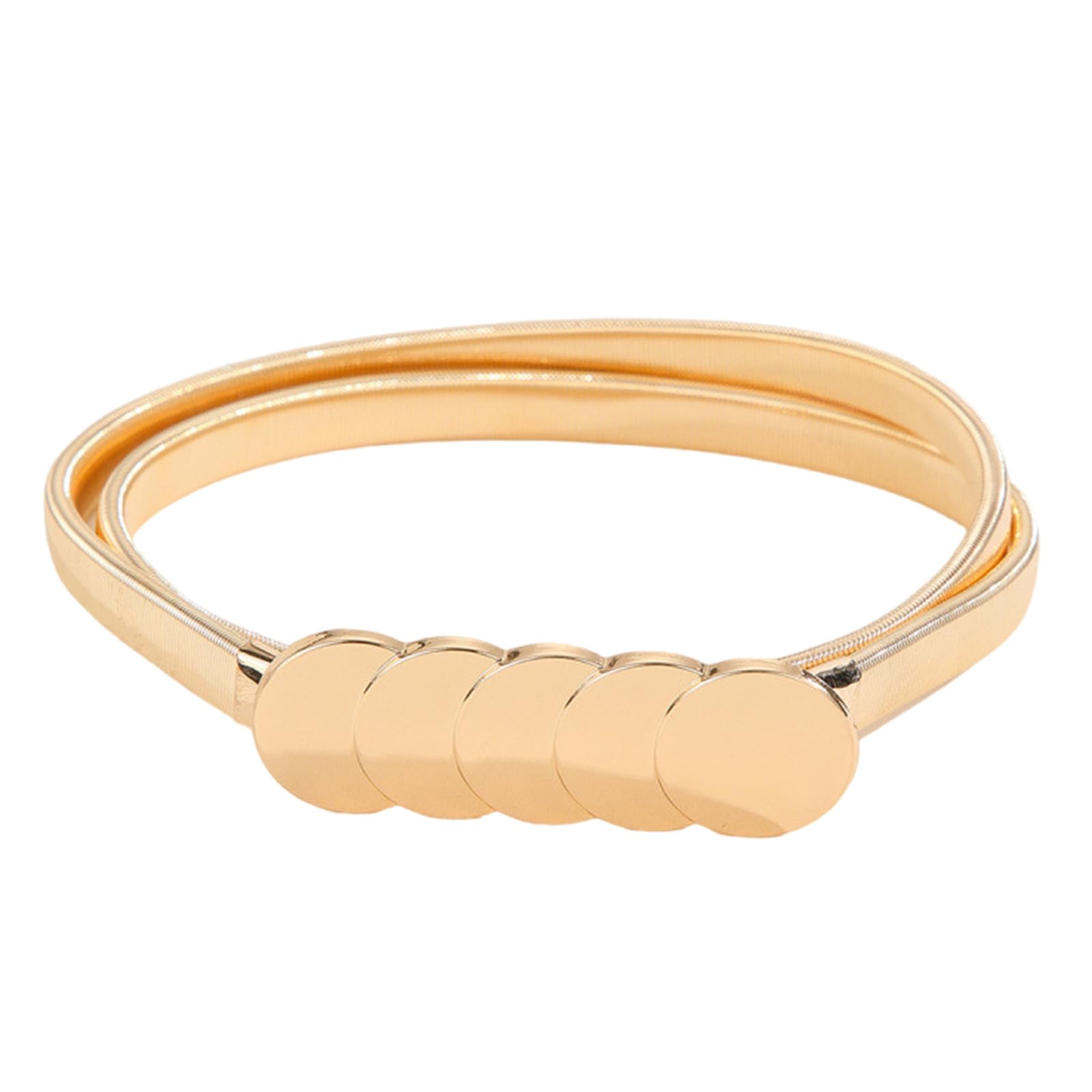 MICFENY Flexible Stretchy Waist Belt Elastic Waist Strap Rustproof Golden Color Waistband For Travel Casual Formal Outfit