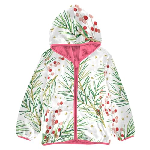OTVEE Winter Christmas Pine Twigs Kids Hoodie Jacket Fall Spring Full Zip Warm Outwear Coat
