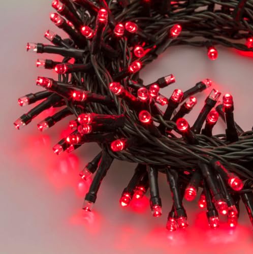 Catena luminosa natalizia a led da interno e da esterno luci per albero di natale IP44 25 metri 500 led (500 led - cavo verde - luce rossa)