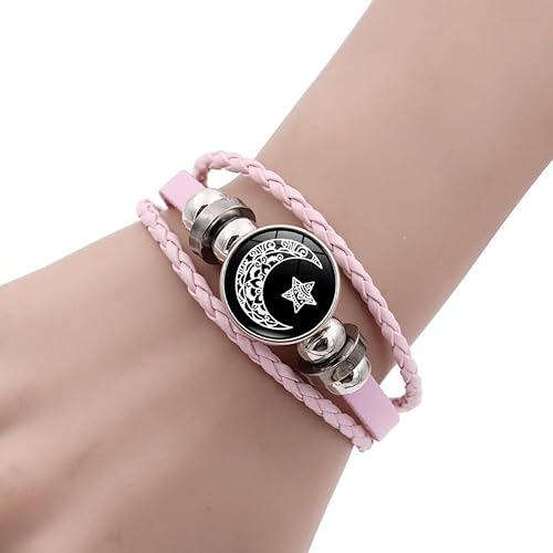 Miniatura 4 de 2 pulseras luminosas de amor a juego con sol y luna para parejas, de cuero, Y2K, espirilet que brilla en la oscuridad, ajustable, regalo de amor