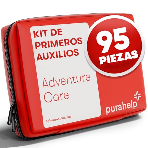 PURAHELP Botiquín de Primeros Auxilios – Compacto y ligero – 95 piezas para viajes, outdoor, camping y bicicleta – Kit Primeros Auxilios - First Aid Kit