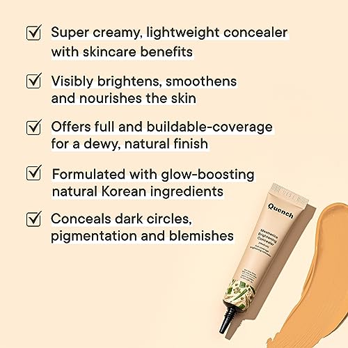 Image of QUENCH BOTANICS Brightening Natural Cream Concealer With Rice Water & Aloe Vera | Conceals Dark Circles & Brightens Under Eyes All Skin| Made In Korea (Deep), 10Ml