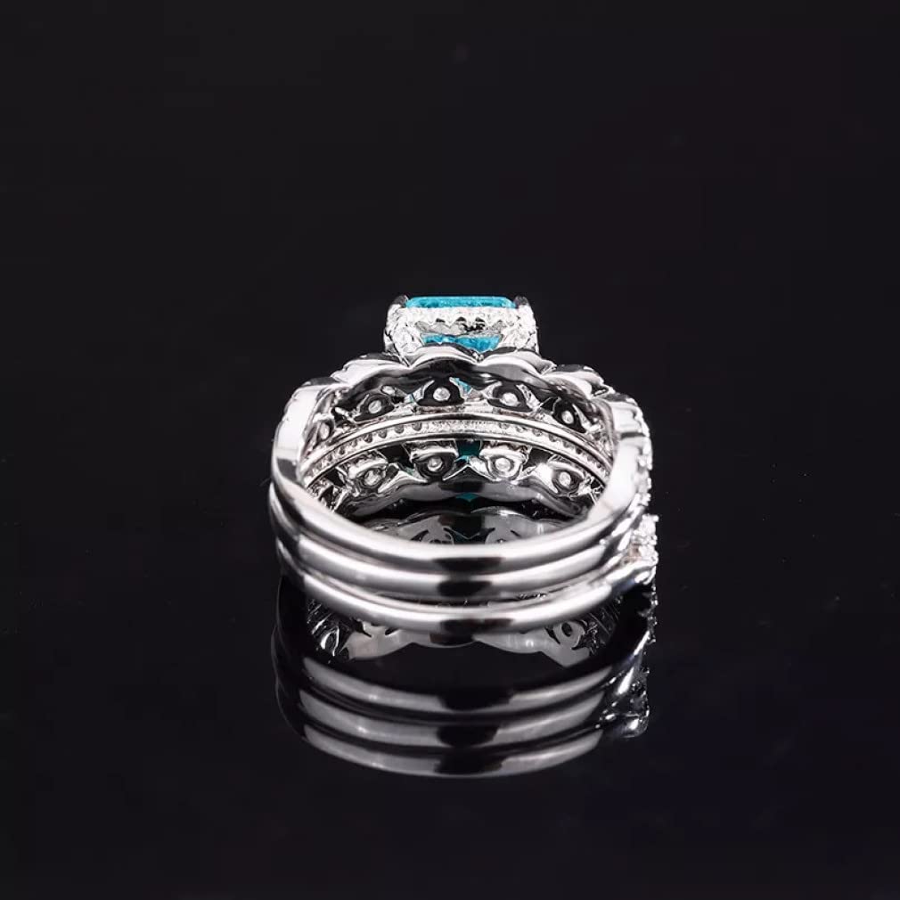 Drabiny składane, Pierścionki z diamentami z włókna węglowego 925 8 * 8 mm dla kobiet, lśniąca biżuteria ślubna, prezenty walentynkowe(11)