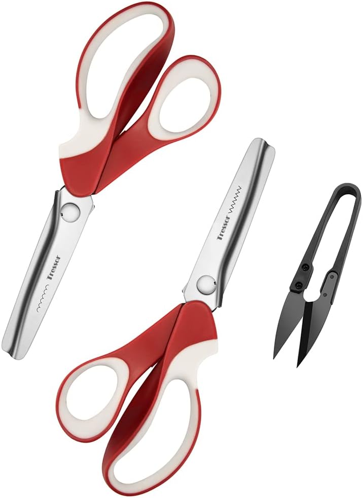 Pinking Shears Set (Pack of 2 PCS, Serrated & Scalloped
