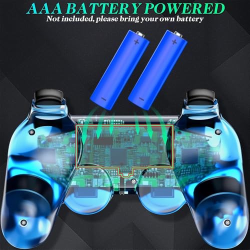 Image of Degulan Wireless Controller Compatible with PS-2 Console, Remote Gamepad for Play 2 (Green and Blue)