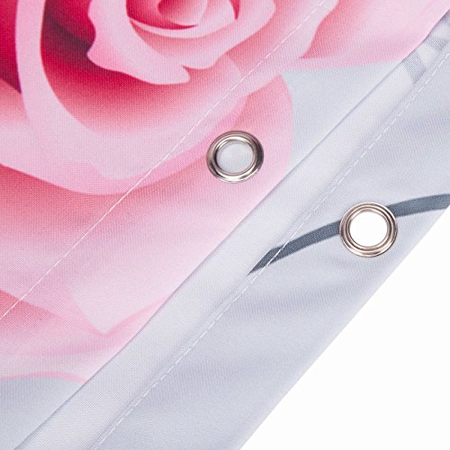 Alicemall pink flower shower curtain 72in x 72in, polyester fabric shower curtain bathroom accessories shower curtain with 12 free hooks