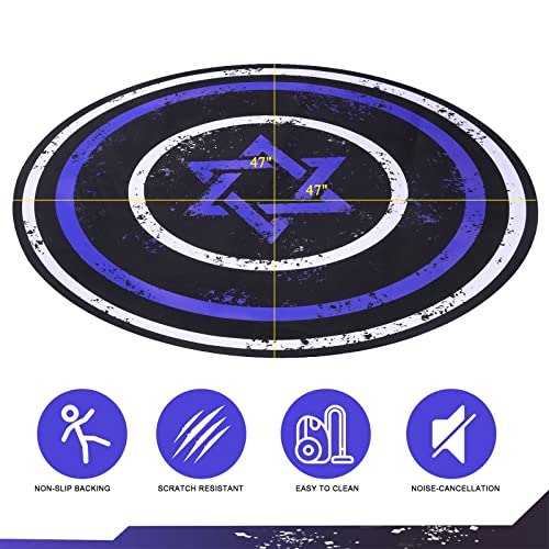 Hiiarug Chair Mat For Hardwood Floor Noise Cancelling Gaming Chair Mat Round Anti-Slip Office Chair Mat For Carpet Desk Chair Mat Computer Chair Mat For Home Office Gaming Room (Round 47", Blue) #TOP4