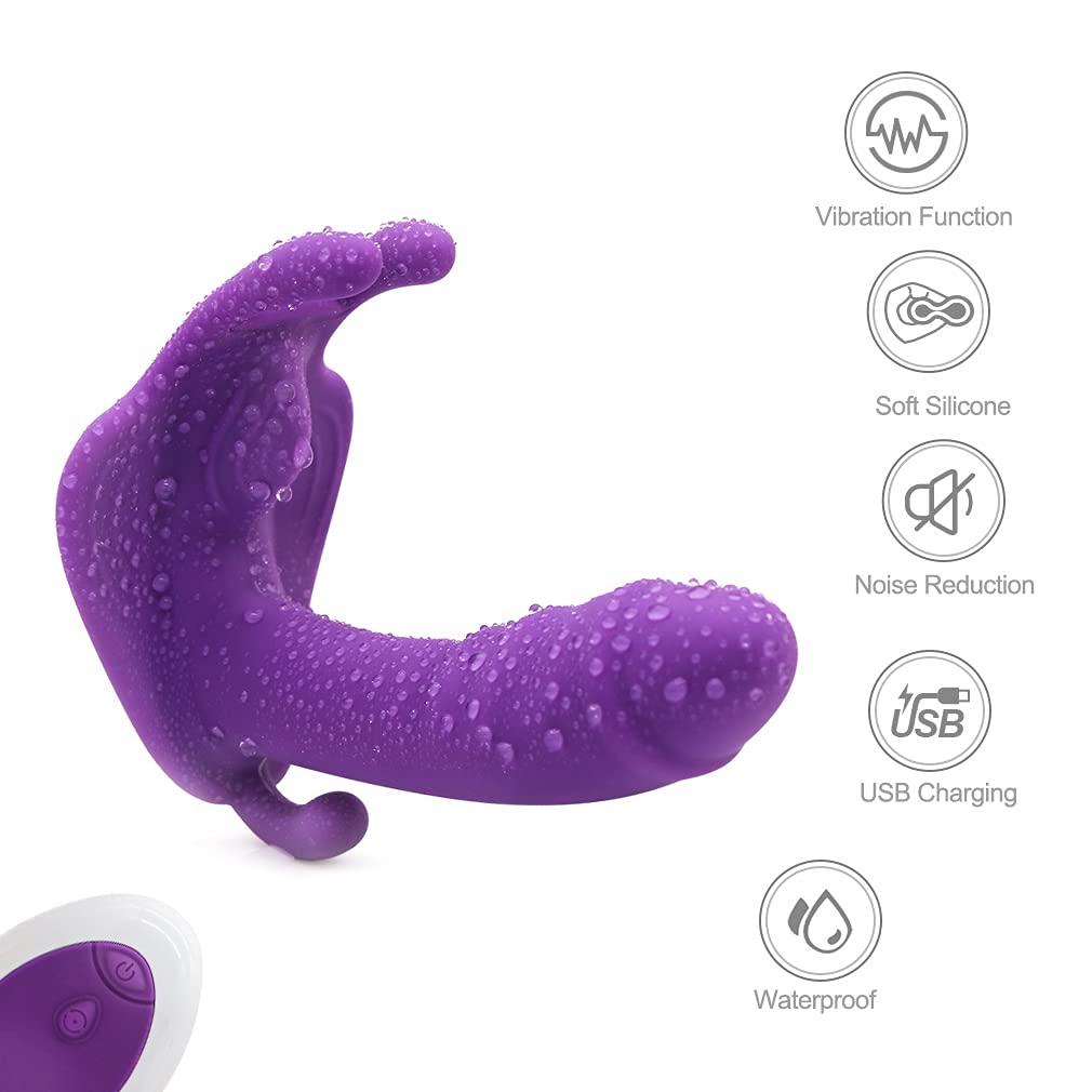 Wearable Butterfly Massaging Toys - Multiple Speed- Wireless Remote Control - Silent Soft Skin-Friendly - 9 Frequency Vibration - Back Neck Shoulder Invisible Relaxation Device 4RF