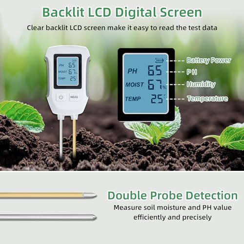 Mcbazel Soil Meter,3 in 1 Digital Plant Soil Moisture Meter with PH/Moisture/Temperature for Garden,Lawn,Farming and House/Outdoor Plants - Image 2