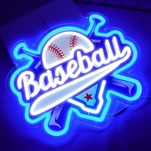 Image of Baseball Neon Signs Dimmable Baseball Neon Lights Wall Decor for Club Dormitory Bedroom Shop Home Birthday Party Gift Art for Kids Fans-14.65 x 12.2 IN-USB Powered-Acrylic