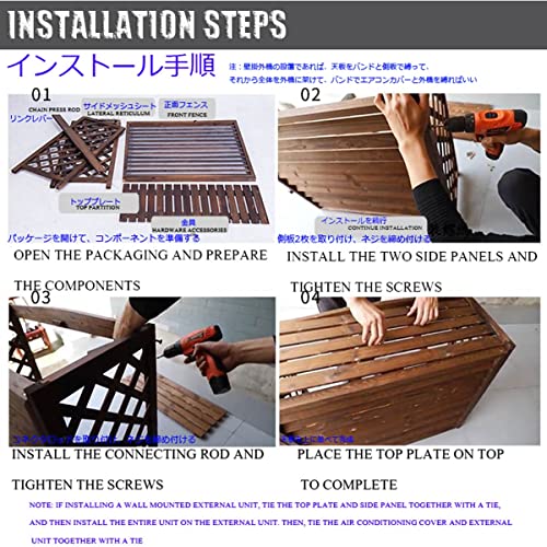 Grilles de protection en bois de fenêtre et cache climatiseur - 8