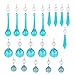 H&D 20PCS Blue Glass Crystal Teardrop Chandelier Prisms Parts Hanging Glass Crystal Pendants Beads Set
