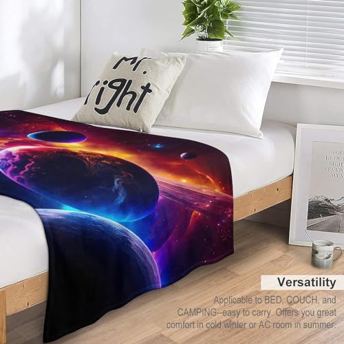 Couverture planète 3D en polaire idée cadeau originale flannel