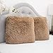 Sweet Home Collection Plush Pillow Faux Fur Soft and Comfy Throw Pillow (2 Pack), Taupe
