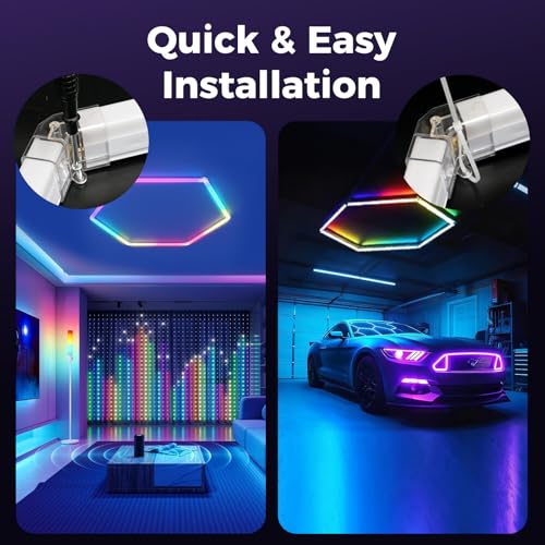 Plafonnier LED hexagonal dimmable 54W connecté par application et télécommande - 4
